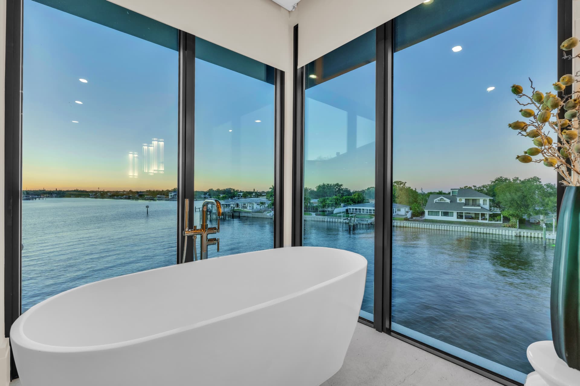Waterfront bathroom interior photographed by Any Home Shoots